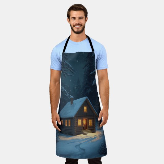 Snowy Cabin Night Apron  Schürze (Getragen)