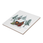 Snowy Cabin Scene Fliese (Seite)