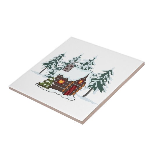 Snowy Cabin Scene Fliese (Seite)