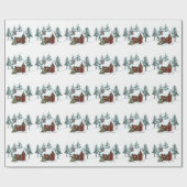 Snowy Cabin Scene Geschenkpapier (Flach)
