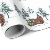Snowy Cabin Scene Geschenkpapier (Rolleneckpunkt)