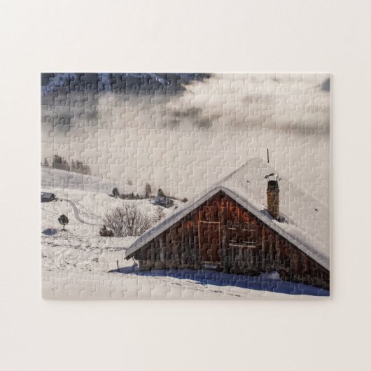 SNOWY CABIN SCENE JIGSAW PUZZLE (Horizontal)