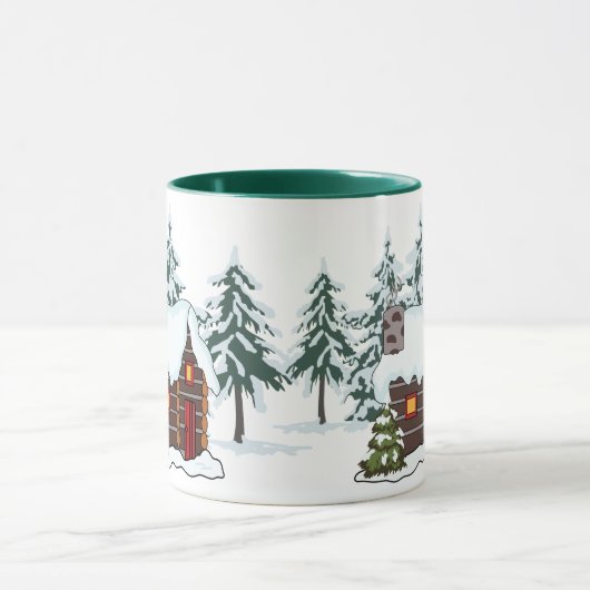Snowy Cabin Scene Tasse (Zentrum)