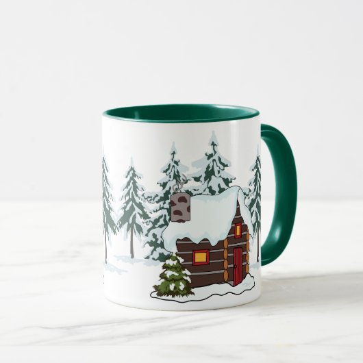 Snowy Cabin Scene Tasse (VorderseiteRechts)