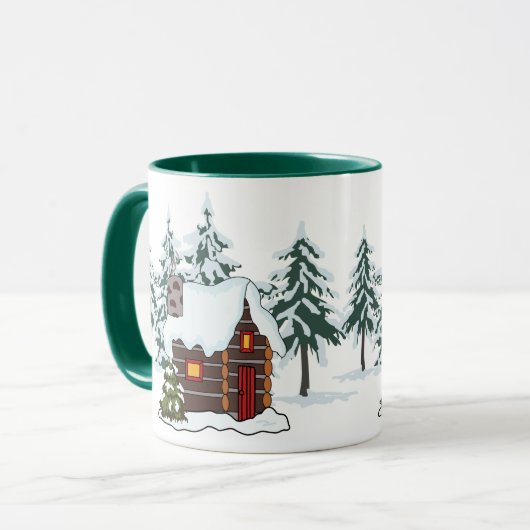 Snowy Cabin Scene Tasse (Vorderseite Links)
