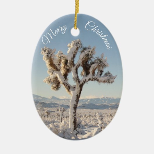 Snowy California Wüste Weihnachten Keramik Ornament (Vorne)