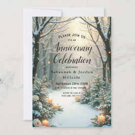 Snowy Candlelit Mattiert Evergreens Einladung