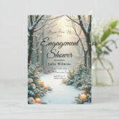 Snowy Candlelit Mattiert Evergreens Einladung (Stehend Vorderseite)