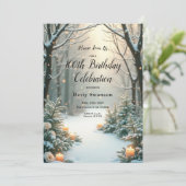 Snowy Candlelit Mattiert Evergreens Einladung (Stehend Vorderseite)