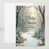 Snowy Candlelit Mattiert Evergreens Einladung (Vorne/Hinten)