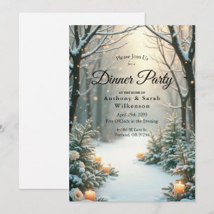 Snowy Candlelit Mattiert Evergreens Einladung