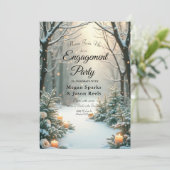 Snowy Candlelit Mattiert Evergreens Einladung (Stehend Vorderseite)