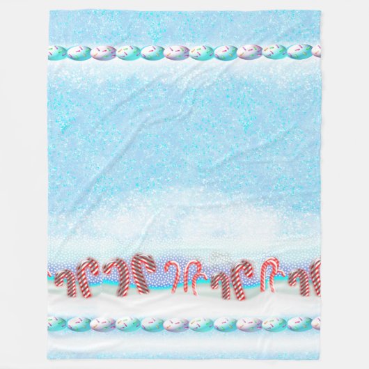 Snowy Candy Cane Forest Winter Szene Fleecedecke (Vorderseite)