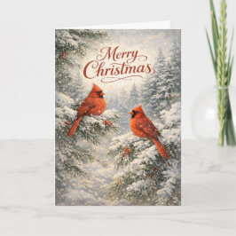 Snowy Cardinal Winter Merry Christmas Illustration Feiertagskarte