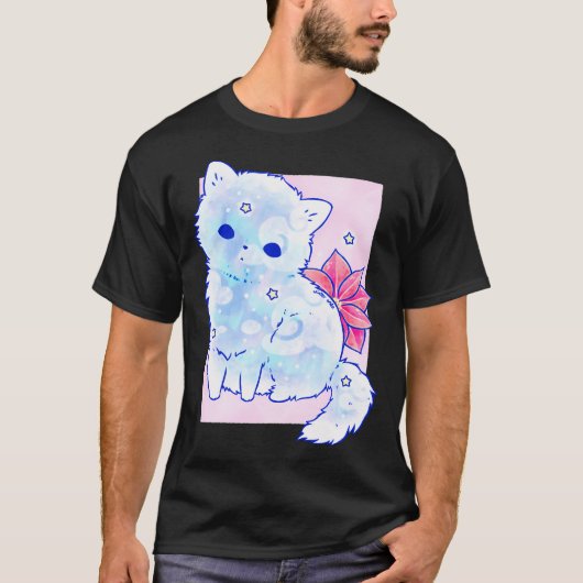 Snowy Cat Blume T-Shirt (Vorderseite)