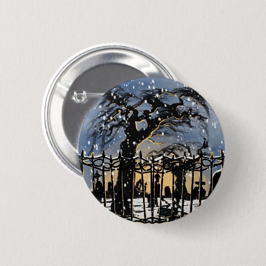 Snowy Cemetery Vibes Button (Vorne & Hinten)