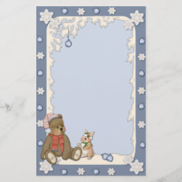 Snowy Christmas Bear & Bunny Briefpapier