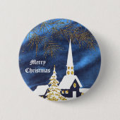 Snowy Christmas Church Amen Button (Vorderseite)