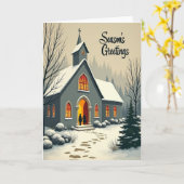 Snowy Christmas Church Card Karte (Gelbe Blume)