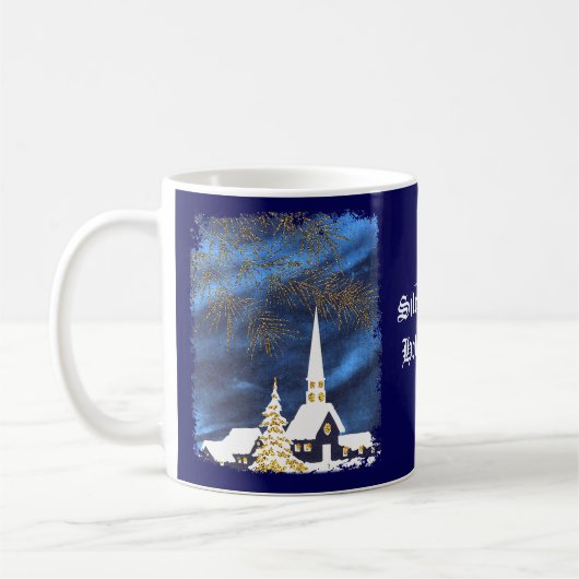 Snowy Christmas Church Coffee Tasse (Links)