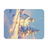 Snowy Christmas Church Scene Magnet (Horizontal)