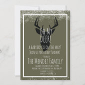 Snowy Christmas Deer Kariert Baby Dusche Einladung (Vorderseite)