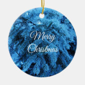 Snowy Christmas Forest Spruce Keramik Ornament (Vorne)