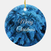 Snowy Christmas Forest Spruce Keramik Ornament (Hinten)