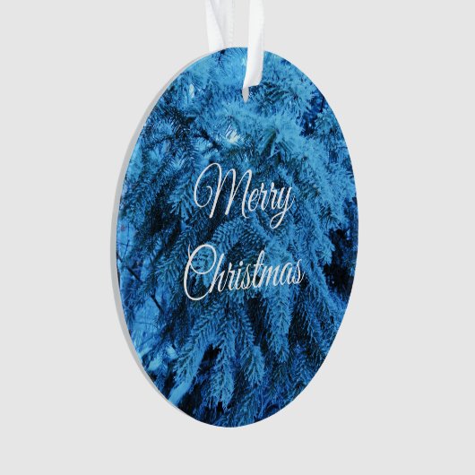 Snowy Christmas Forest Spruce Ornament (Vorderseite)