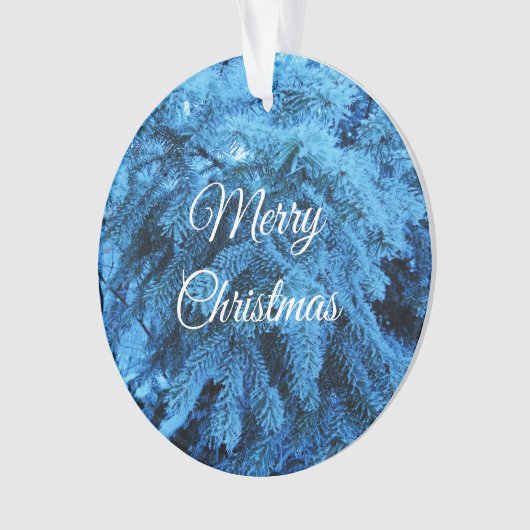 Snowy Christmas Forest Spruce Ornament (Vorderseite)