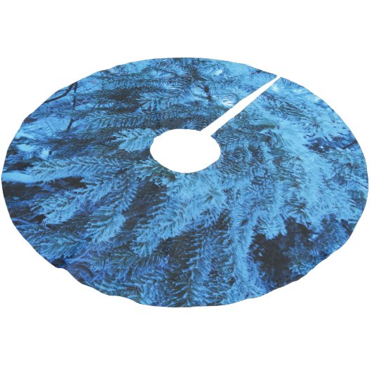 Snowy Christmas Forest Spruce Polyester Weihnachtsbaumdecke (Schrägansicht)