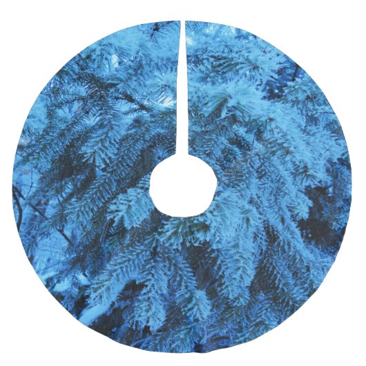 Snowy Christmas Forest Spruce Polyester Weihnachtsbaumdecke (Vorderseite)