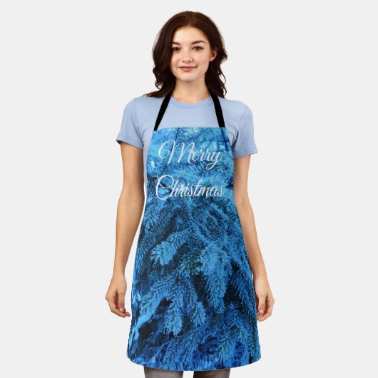 Snowy Christmas Forest Spruce Schürze (Getragen)