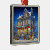 Snowy Christmas House Ornament Aus Metall (Rechts)