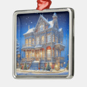 Snowy Christmas House Ornament Aus Metall (Links)