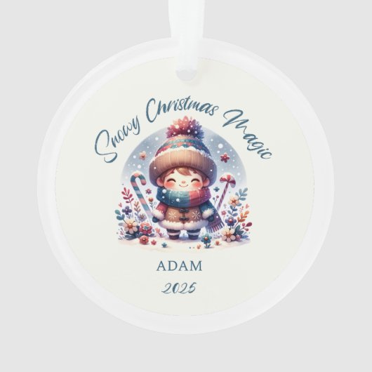 Snowy Christmas Magic Acrylic Ornament (Rückseite)