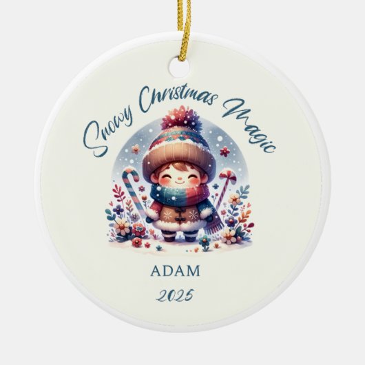 Snowy Christmas Magic Keramik Ornament (Vorne)