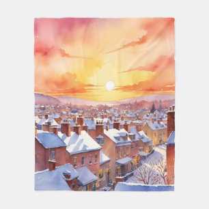 Snowy Christmas Morning Sunrise Fleecedecke