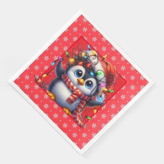 Snowy Christmas Penguin Paper Napkin Serviette (Ecke)