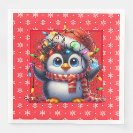 Snowy Christmas Penguin Paper Napkin Serviette (Vorderseite)