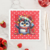 Snowy Christmas Penguin Paper Napkin Serviette (Beispiel)