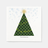 Snowy Christmas Plaid Tree Personalize Serviette (Vorderseite)