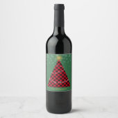 Snowy Christmas Plaid Tree Personalize Weinetikett (Vorderseite)