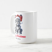 Snowy Christmas Santa Niedlich Snow Leopard Cub Kaffeetasse (Vorderseite Links)
