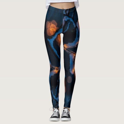 Snowy Christmas Star Night Leggings (Vorderseite)