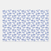 Snowy Christmas Toile | Blau grün und rot Geschenkpapier Set (Vorderseite 3)