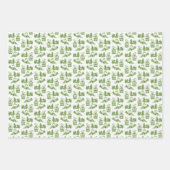 Snowy Christmas Toile | Blau grün und rot Geschenkpapier Set (Vorderseite)