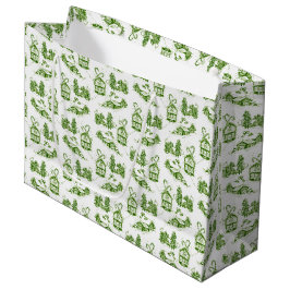 Snowy Christmas Toile | Green Small Gift Bag Große Geschenktüte