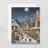 Snowy Christmas Town Feiertagskarte (Vorne/Hinten)