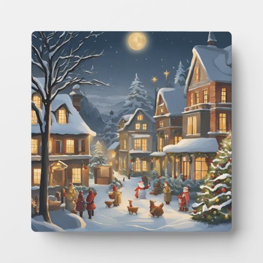 Snowy Christmas Town Fotoplatte (Vorderseite)